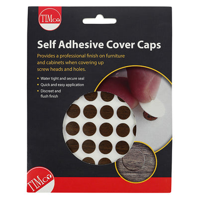 TIMco Self-Adhesive Screw Cover Caps Mahogany - 13mm - 112 Pieces
