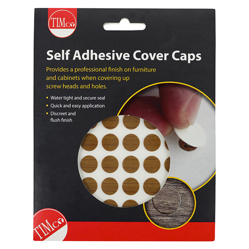 TIMco Self-Adhesive Screw Cover Caps Natural Walnut - 13mm - 112 Pieces