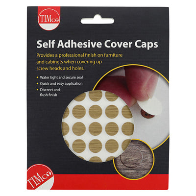 TIMco Self-Adhesive Screw Cover Caps Odessa Oak - 13mm - 112 Pieces