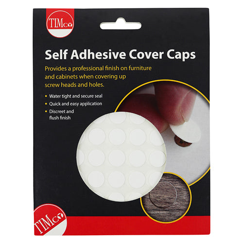 TIMco Self-Adhesive Screw Cover Caps White Gloss - 13mm - 112 Pieces