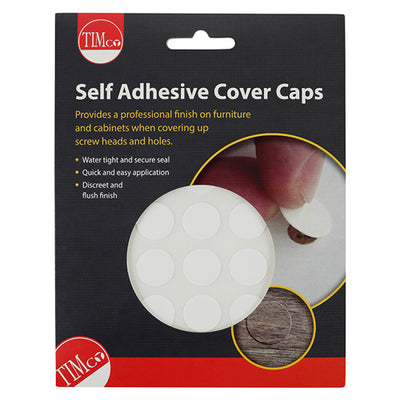 TIMco Self-Adhesive Screw Cover Caps White Matt - 18mm - 105 Pieces