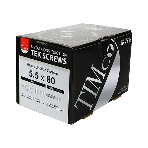TIMco Self-Drilling Heavy Section Silver Screws - 5.5 x 100 - 100 Pieces