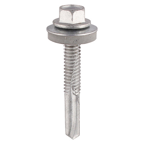 TIMco Self-Drilling Heavy Section A2 Stainless Steel Bi-Metal Screws with EPDM Washer - 5.5 x 55 - 100 Pieces