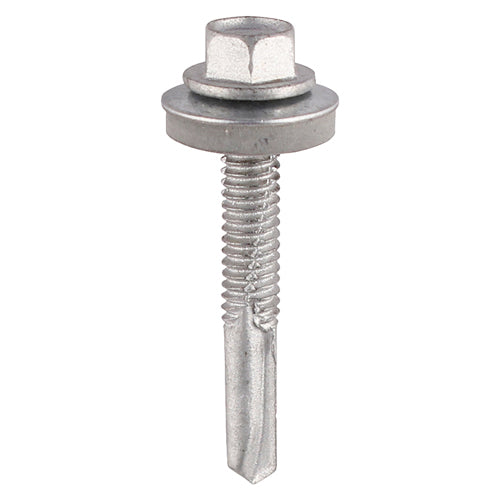 TIMco Self-Drilling Heavy Section Screws Exterior Silver with EPDM Washer - 5.5 x 38 - 100 Pieces Bag
