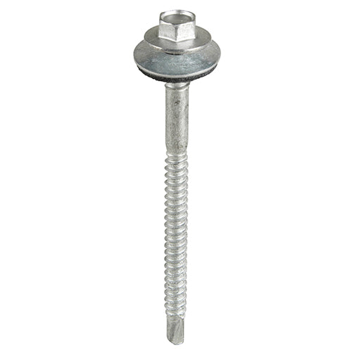 TIMco Self-Drilling Light Section Composite Panel Screws Exterior Silver with EPDM Washer - 5.5/6.3 x 115 - 100 Pieces