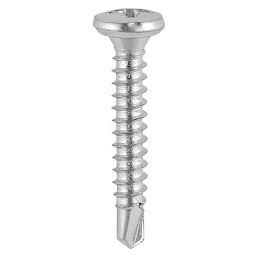 TIMco Window Fabrication Screws Friction Stay Pan PH Self-Tapping Thread Self-Drilling Point Martensitic Stainless Steel & Silver Organic - 4.8 x 23 - 1000 Pieces