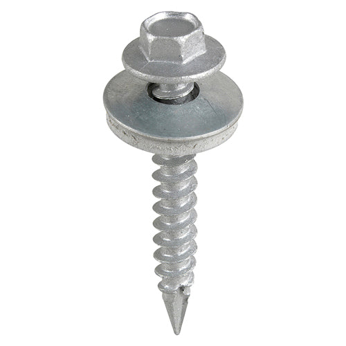 TIMco Slash Point Sheet Metal to Timber Screws Exterior Silver with 16mm EPDM Washer - 6.3 x 150 - 100 Pieces