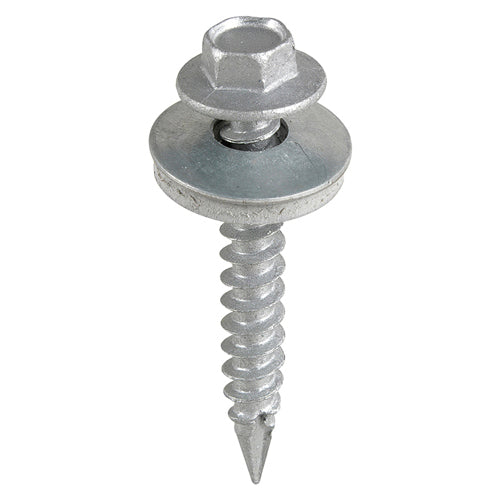 TIMco Slash Point Sheet Metal to Timber Screws Exterior Silver with EPDM Washer - 6.3 x 125 - 100 Pieces