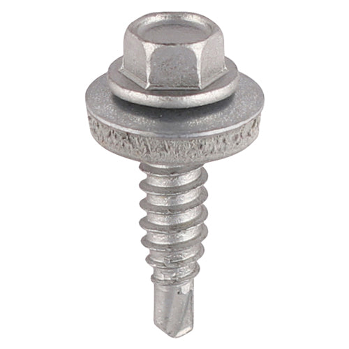 TIMco Sheet Steel Stitching Screws Exterior Silver with EPDM Washer - 6.3 x 22 - 100 Pieces