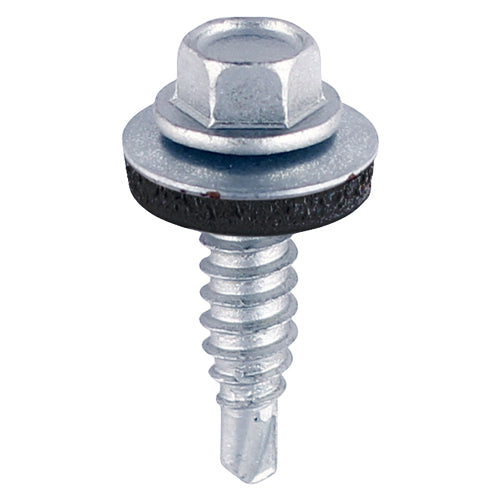 TIMco Sheet Steel Stitching Screws Exterior Silver with EPDM Washer -Zinc - 6.3 x 22 - 100 Pieces