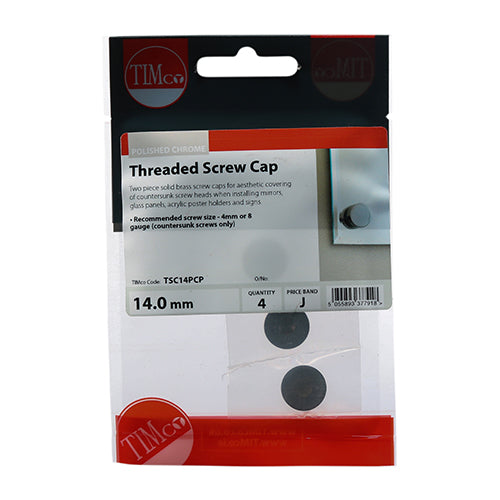TIMco Threaded Screw Caps Solid Brass Polished Chrome - 14mm - 40 Pieces