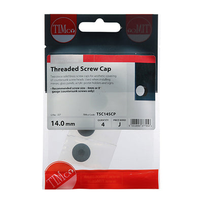TIMco Threaded Screw Caps Solid Brass Satin Chrome - 14mm - 40 Pieces