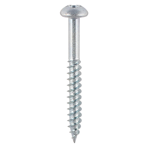 TIMco Twin-Threaded Round Head Silver Woodscrews - 8 x 2 - 200 Pieces