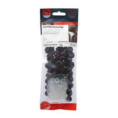 TIMco Two Piece Screw Caps Brown - To fit 3.5 to 4.2 Screw - 100 Pieces