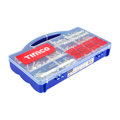 TIMco Twin-Threaded Silver Woodscrews Tray -  1,140pcs - 1 Each