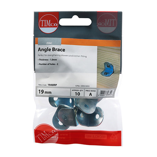 TIMCO Angled Braces Silver - 19 x 19 x 19 - Pack Quantity - 1000