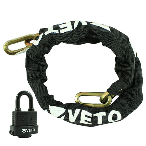 TIMco Hex Steel Security Chain & Weatherproof Padlock - 8mm x 1m - 2 Pieces