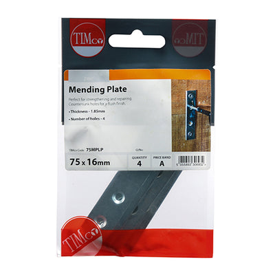 TIMCO Mending Plates Silver - 75 x 16  - Pack Quantity  - 50