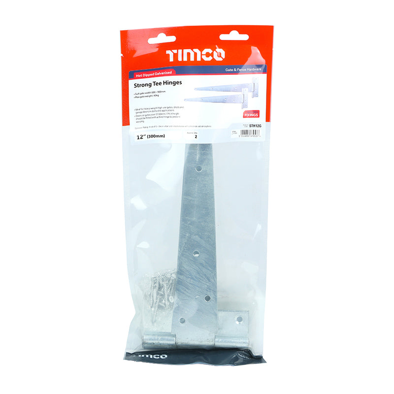 TIMCO Strong Tee Hinges Hot Dipped Galvanised - 24" - Plain Bag