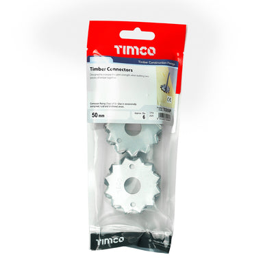 TIMCO Double Sided Timber Connectors Galvanised - 50mm / M12 - 6 Pieces