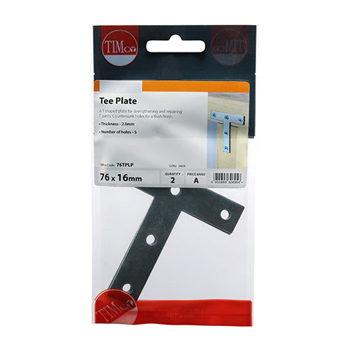 TIMCO Tee Plates Silver - 76 x 76 x 16 Pack Quantity 25