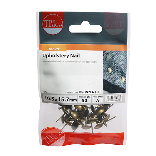 TIMCO Upholstery Nails Bronze - 10.5 x 15.7 - Pack Quantity - 50