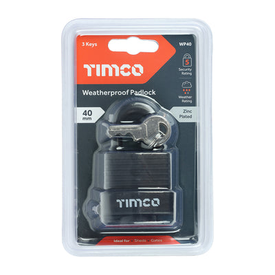 TIMCO Weatherproof Padlock - 40mm