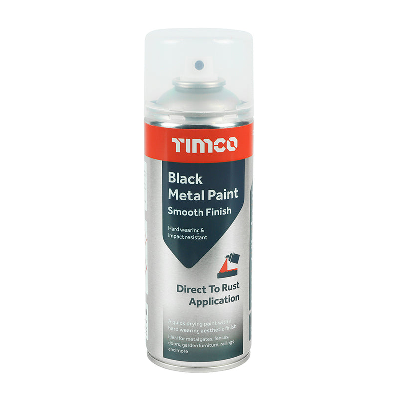 TIMco Black Metal Paint - Smooth Finish - 380ml