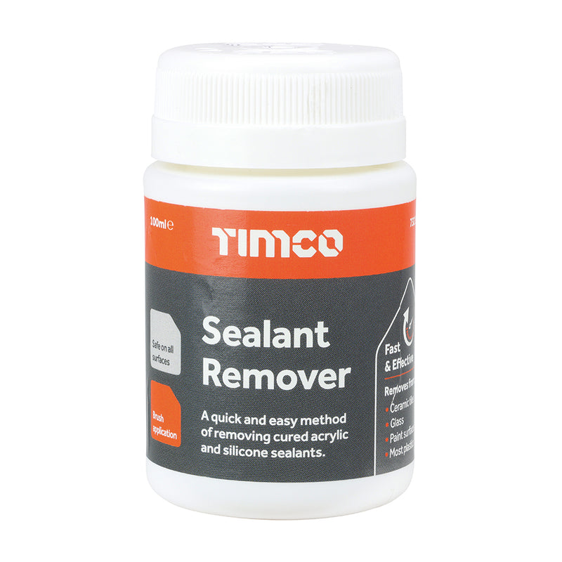 TIMCO Sealant Remover, Dissolves Silicone Sealant, Easy to use Brush Bottle - 100ml