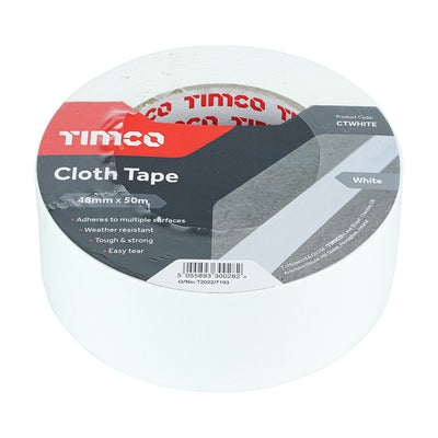 TIMCO Cloth Tape White - 50m x 48mm